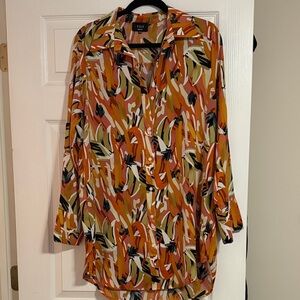 Vici Orange and Black Abstract Button Down Shirt